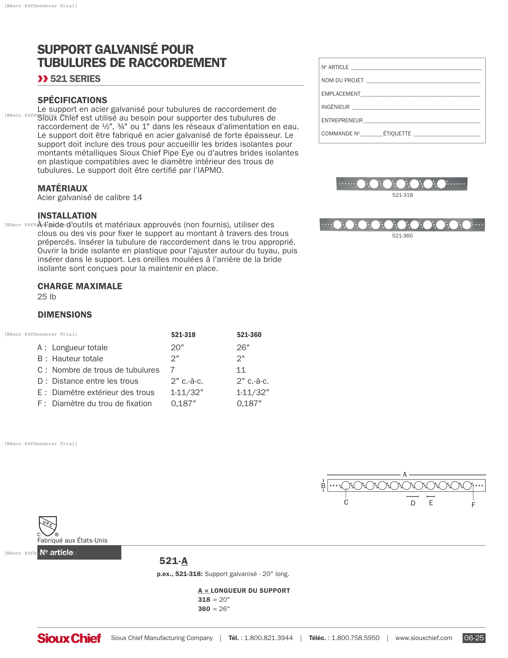 521-3 SERIES - GALVANIZED STUB OUT BRACKET - SPEC SHEET_FRENCH.PDF Specification Document